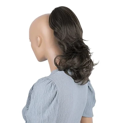 Image de CAISHA 30cm Postiche Avec Clip Papillon Natte Queue De Cheval Extensions Cheveux Volumineux Ondulé Brune H86