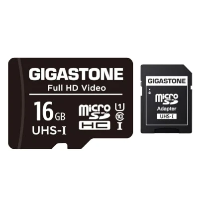 Image de Gigastone Carte Mémoire 16 Go Compatible avec Gopro Drone Samsung Sony Canon, Vitesse de Lecture allant jusqu&#039;à 85 Mo/s. Idéal pour Full HD Vidéo U1 C10 Micro SDHC UHS I Adaptateur SD.