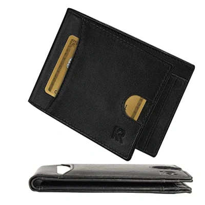 Image de KRONIFY Herakles Portefeuille en Cuir avec Compartiment pour la Monnaie et Protection RFID certifiée TÜV I Porte Homme de Buffle boîte Cadeau Noir