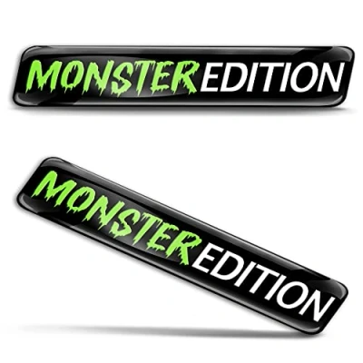 Image de Biomar Labs Lot de 2 autocollants 3D en gel silicone Monster Edition Badge vert Autocollant voiture moto vélo fenêtre porte ordinateur portable KS 175