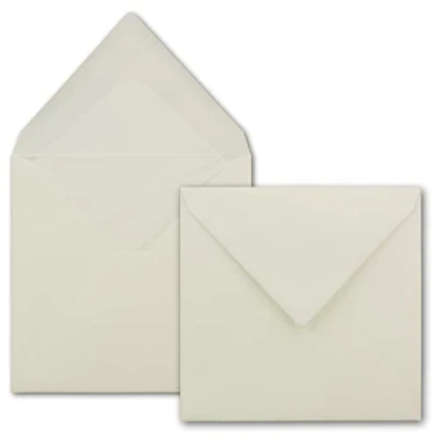 Image de Enveloppes carrées 145 x mm Avec doublure en soie de 100 g/m² Fermeture humide 75 Stück Crème