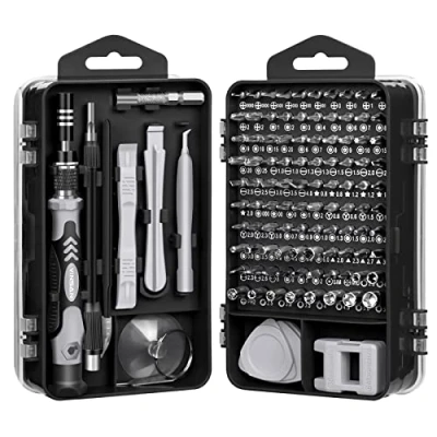 Image de YINSAN Kit Tournevis de Précision, Mini Magnétique, Set Outils Informatique Réparation pour PC, Laptop, Phone, Lunettes, Mac, Smartphone, Bricolage, Consoles Jeux, 120 en 1 Noir