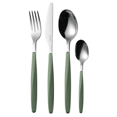 Image de Guzzini My Fusion, Set de 24 Couverts Vert Olive, 16,8 x 7,5 h25,5 cm 110700175