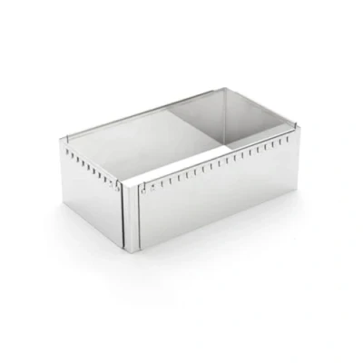 Image de De Buyer Cadre à entremets rectangle extensible en inox 21,5 x 11,5 7,5 cm (max 40 21 cm) , Gris