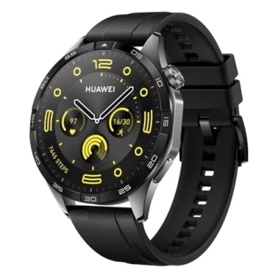 Image de HUAWEI Watch GT 4, 46MM, Montre Connectée, iOS&amp;Android, Boîtier en Acier Inoxydable, Jusqu&#039;à 7 Jours d&#039;autonomie, Gestion des Calories, complète de la santé, SpO2, GPS, Noir Version FR