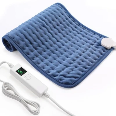 Image de Coussin Chauffant Electrique avec 6 Niveaux de Chaleur Minuterie Heures, Ceinture Chauffante Lombaire 30 x 60cm, Chauffage Rapide, Lavable en Machine,Coussin Dos,Epaule et Nuque Bleu