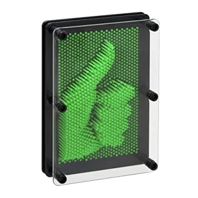 Image de Relaxdays Jeu 3D Pin Art, rétro, Planche à Clous pour Enfants, 13 x 18 cm, Impression 3D, décoratif, Vert