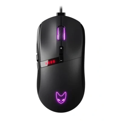 Image de Oversteel Invar USB Gaming Mouse, 12400 DPI ajustable, 9 boutons programmables, 10 modes d&#039;illumination RGB, ultra léger, capteur optique ergonomique, PC/Mac, noir