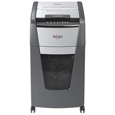 Image de Rexel Optimum 2020225XCH AutoFeed+ 225X Destructeur automatique CH 225 feuilles Niveau de sécurité P4 Coupe particules pour bureaux et compartiments 60 l avec prise d&#039;alimentation suisse