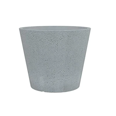Image de Scheurich Pot de fleurs rond C Cone 40 Gris pierre Fabriqué en plastique recyclé Pour l&#039;extérieur