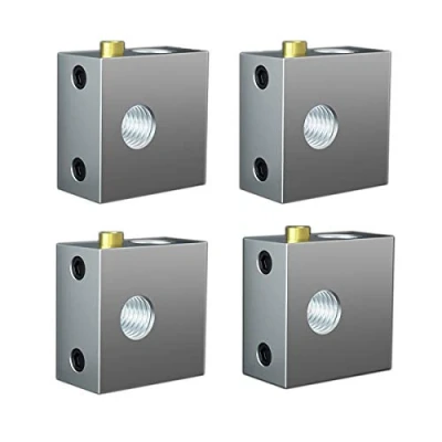 Image de 4 Pcs Blocs Chauffants en Aluminium, Chauffe Aluminium Bloc pour Imprimante 3D Extrudeuse Makerbot MK8 MK7, Super Durabilité et Performance Conduction Thermique Élevée Dissipation Rapide