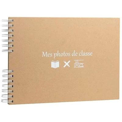 Image de Exacompta Réf. 16029E Album photos spiralé classe 50 de ou 150 10 x 15 cm pages blanches format 32 22 couverture en kraft avec marquage blanc