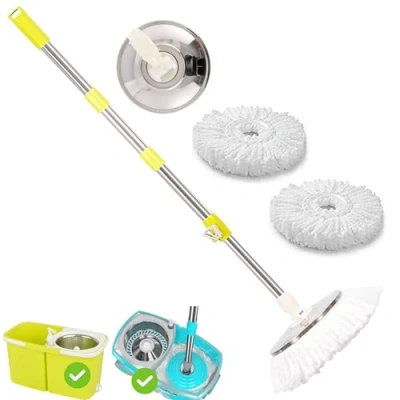 Image de ARSUK Kit Balai Manche pour serpillère et 2 têtes de Balais laveurs Rotatif d&#039;essorage sans Effort, Ustensiles Nettoyage Citron