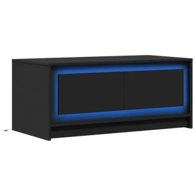 Image de vidaXL Table Basse avec lumières LED Noir Bois d&#039;ingénierie, latérale, de Salon, d&#039;accent, Bout canapé, Centrale
