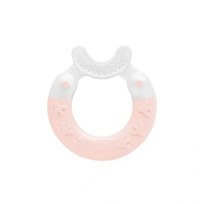 Image de MAM Bite &amp; Brush Jouet de dentition pour bébé Apaise les gencives Soutient Soins Dentaires avec Poils Extra Doux à partir 3 mois Rose Lot 1