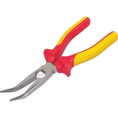 Image de STANLEY 0 84 008 Pince a becs 1/2 ronds longs coudes 200mm isolee 1000v, Jaune/Rouge