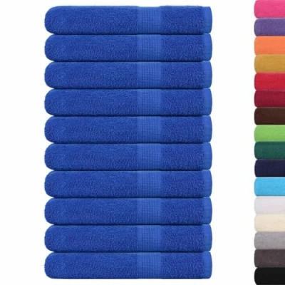 Image de vidaXL Serviettes 10 pcs Bleu 100x200 cm 360 g/m² 100% Coton, Serviette de Plage, d&#039;invité, Grande Bain