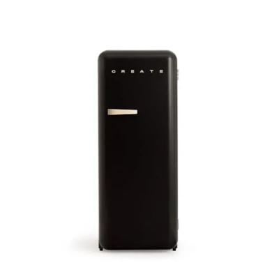 Image de CREATE RETRO FRIDGE 150 SAND Réfrigérateur noir poignée sable avec congélateur 281 l/102 W, économie d&#039;énergie, design vintage, cm, 3 étagères, régulateur de température, porte bouteille, 60 x