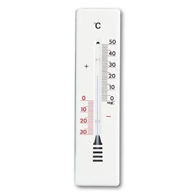 Image de TFA Dostmann Thermomètre analogique d&#039;intérieur et d&#039;extérieur en métal, résistant aux intempéries, Hauteur 26 cm, Blanc
