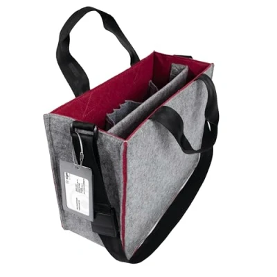 Image de Sigel BA426 Desk Sharing Bag M Bicolor, pour le travail mobile, feutre synthétique, ordinateurs portables jusqu’à 14&quot;, gris/rouge foncé, 36 x 28 cm