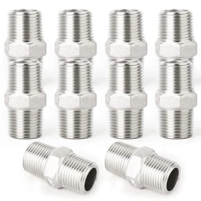 Image de ERGAOBOY 2 pièces en acier inoxydable 304 mamelon hexagonal, 1/2 &quot;mâle à 1/2&quot; mâle BSP raccords de tuyauterie