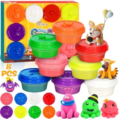 Image de RDDAIPE 8pc Pate a Modeler Autodurcissante, Autodurcissante sans Cuisson, Air Dry Clay Magique, Argile Enfant, Durcissante L&#039;air, pour Enfant 3,4,5,6,7,8,9 Ans Jouets Jeux Cadeau