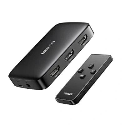 Image de UGREEN Switch HDMI 4K 30Hz Commutateur 3 Entrées 1 Sortie 1080P 60Hz 3D avec Télécommande IR Compatible PS5 PS4 PS3 Xbox TV Stick Box Chromecast Lecteur Blu Ray DVD Projecteur