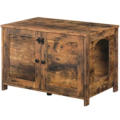 Image de HOOBRO Niche pour Chat, Armoire Maison de Toilettes avec Doubles Portes, Interne Planche réglable, Cadre en Bois Robuste, Salon, Entrée, Couloir, Marron Rustique EBF03MW01G1