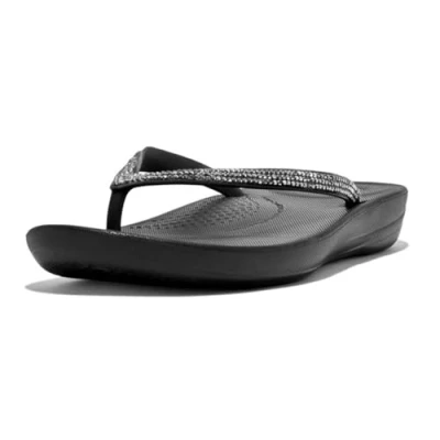 Image de Fitflop Iqushion Sparkle Tongs, Femme, Taille: 39, Black Matière synthétique