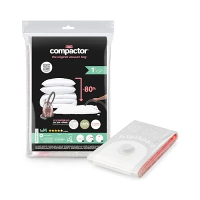 Image de Compactor Sac sous vide Aspispace taille M, sachet à l&#039;unité, rangement armoire, dressing, voyage, déménagement, compatible aspirateur et pompe vide, compresse couettes, oreillers vêtements