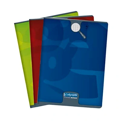Image de Calligraphe 108792C Un Cahier Agrafé (une Marque de Clairefontaine) 24x32 cm 48 Pages Grands Carreaux Papier Blanc 90 g Couverture Carte Recyclée Pelliculée Couleur Aléatoire