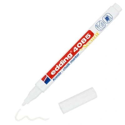 Image de edding 4085 1 Marqueur craie liquide blanc pointe ronde 2 mm feutre effacable pour écrire sur les vitres,le verre ardoise aux couleurs opaques