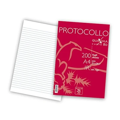 Image de Pigna 02156211R Protocollo Lot de 200 feuilles, lignées, sans marge, 80 g/m²