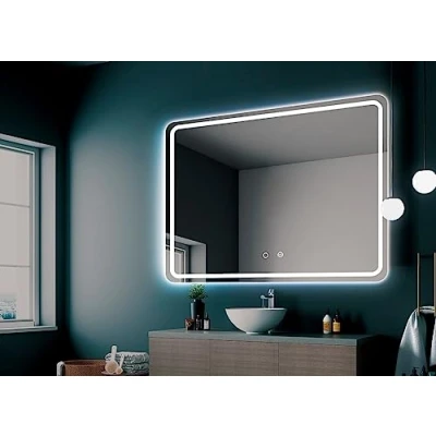 Image de Ledimex Miroir de Salle Bain LED carré Dimensions 60 x 80 cm Éclairage par avec IRC &gt; Coins Ronds et lumière Frontale Modèle Autriche