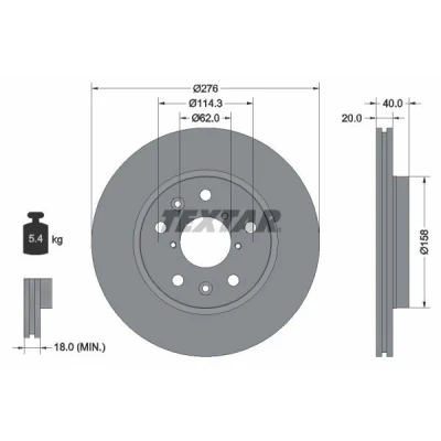 Image de TEXTAR PRO 92204703 Disque de frein 276 20 05/10 114,3 ventilé l&#039;extérieur revêtu sans boulon fix roue, moyeu roue SUZUKI: SWIFT 3