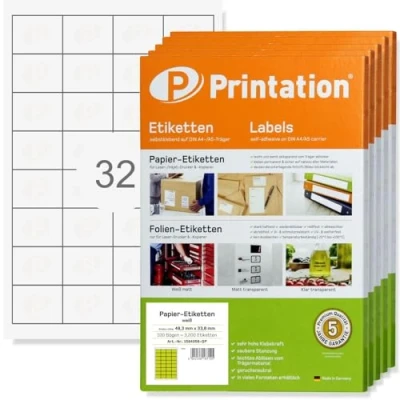 Image de Printation Étiquettes 48,3 x 33,8 mm 16000 autocollants sur 500 feuilles DIN A4 4x8 32 48,3x33,8 universelles blanches autocollantes Timbres en ligne/marque Internet 4200