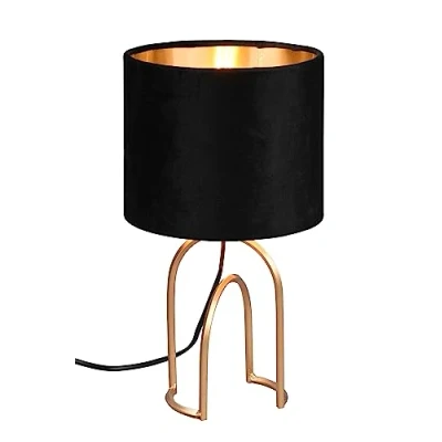 Image de Reality, Lampe de table, Grace 1xE14, max.40,0 W Tissu, noir or, Corps: Métal, or Ø:18,0cm, H:33,5cm Interrupteur cordon,IP20,Sans illuminant