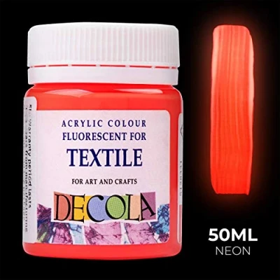 Image de Decola Nevskaya Palitra peinture fluorescente pour textiles rouge 50 ml de acrylique néon avec effet glow sous lumière noire (UV) Qualité