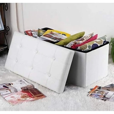 Image de IZTOSS Banc avec Espace de Rangement, Siège, Coffre Repose Pieds, Pliable (Blanc M)