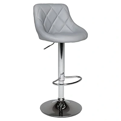 Image de Happy Garden Tabouret de Bar Gris Jasper. Chaise Cuisine au Design Moderne avec Assise réglable en Hauteur, Rotation à 360 et Repose Pieds. Tabourets Dossier Gris.