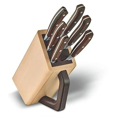 Image de Victorinox Grand Maître Bloc à couteaux, Insert fentes, 6 pièces, couteaux de chef inclus, Rangement des en bois