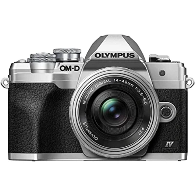 Image de Kit d&#039;appareil photo Micro Four Thirds Olympus OM D E M10 Mark IV, capteur 20 MP, viseur électronique, vidéo 4K, Wi Fi Comprend l&#039;objectif M.Zuiko Digital ED 14 42mm F3.5 5.6 Pancake argent
