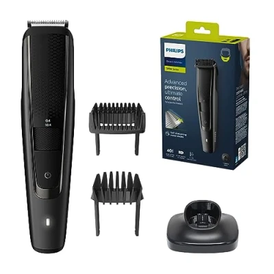 Image de Philips tondeuse à barbe Series 5000 électrique avec sabot, système de guide coupe Pro, 40 hauteurs réglables, 90 min d&#039;autonomie et charge 1 heure (modèle BT5515/20)
