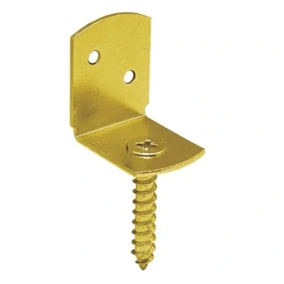 Image de Gedotec Ferrure de clôture tressée en forme L 1 support acier galvanisé jaune Hauteur : 38 mm à visser Métal massif et durable