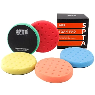 Image de SPTA Polissage Pad, 5 Pièces 150mm/6 Pouces Éponge de Kit pour Voiture Polisseur Tampon Pad/Pour Machine à polir, polisseuse Excentrique, Double Action SPMZ6MIX