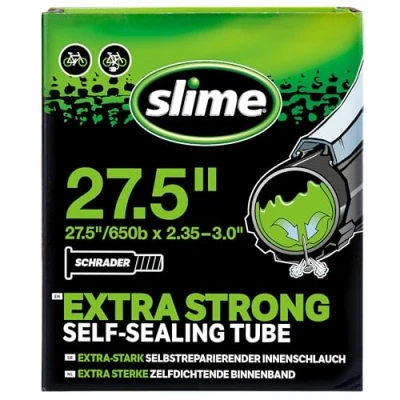 Image de Slime 30098 Chambre à Air de Vélo avec Produit Anti crevaison Slime, Auto Réparation, Prévention et Valve Schrader, 27.5 x 1.5 2.3