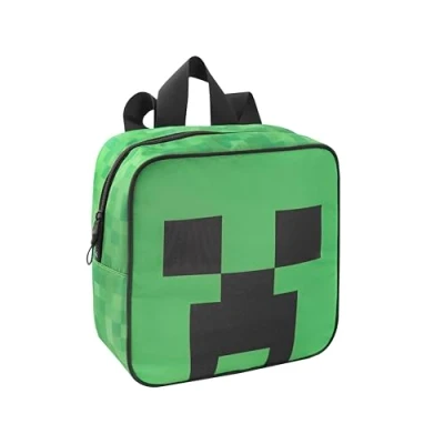 Image de Minecraft Mini Sac à dos avec bretelles rembourrées et réglables, compartiment poche avant fermeture éclair maternelle, 26 x 11 cm Vert