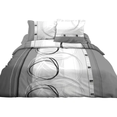 Image de Le linge de Jules Housse Couette 240X260 + 2 taies Pur Coton 57 Fils Roue Libre Gris
