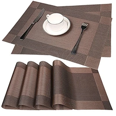 Image de Fontic Lot de 6 Sets Table lavables PVC Antidérapant Respectueux l&#039;environnement (Couleur café), 30 x 45 cm