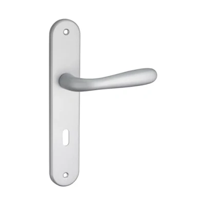 Image de THIRARD Ensemble de poignées pour porte chambre Goccia trou clé, carré 7mm, entr&#039;axes 195mm, chromé satin
